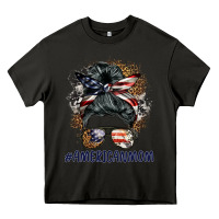 Asphalt americanmom messy bun Heavy Core Tee - BarkalooDesign
