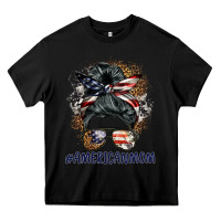 Black americanmom messy bun Heavy Core Tee - BarkalooDesign