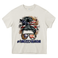 Cream americanmom messy bun Heavy Core Tee - BarkalooDesign