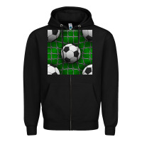 Black soccer ball with goal nets seamless pattern Zipper Hoodie - BundleAndBundleShop