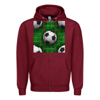 Burgundy soccer ball with goal nets seamless pattern Zipper Hoodie - BundleAndBundleShop