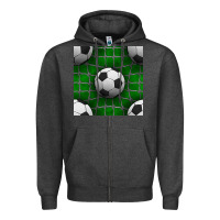 Charcoal Heather soccer ball with goal nets seamless pattern Zipper Hoodie - BundleAndBundleShop