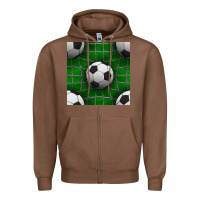 Chestnut soccer ball with goal nets seamless pattern Zipper Hoodie - BundleAndBundleShop