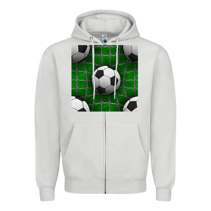 Soccer Ball With Goal Nets Seamless Pattern Zipper Hoodie by BundleAndBundleShop | Teevron