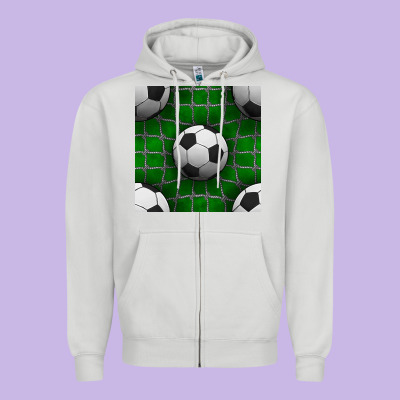 Soccer Ball With Goal Nets Seamless Pattern Zipper Hoodie Designed By Bundleandbundleshop