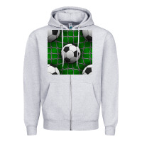 Heather Grey soccer ball with goal nets seamless pattern Zipper Hoodie - BundleAndBundleShop