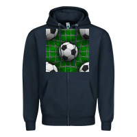 Navy soccer ball with goal nets seamless pattern Zipper Hoodie - BundleAndBundleShop