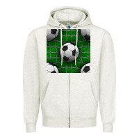 Oatmeal Heather soccer ball with goal nets seamless pattern Zipper Hoodie - BundleAndBundleShop