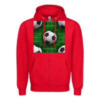 Red soccer ball with goal nets seamless pattern Zipper Hoodie - BundleAndBundleShop
