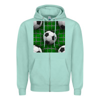 Seafoam soccer ball with goal nets seamless pattern Zipper Hoodie - BundleAndBundleShop