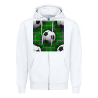 White soccer ball with goal nets seamless pattern Zipper Hoodie - BundleAndBundleShop