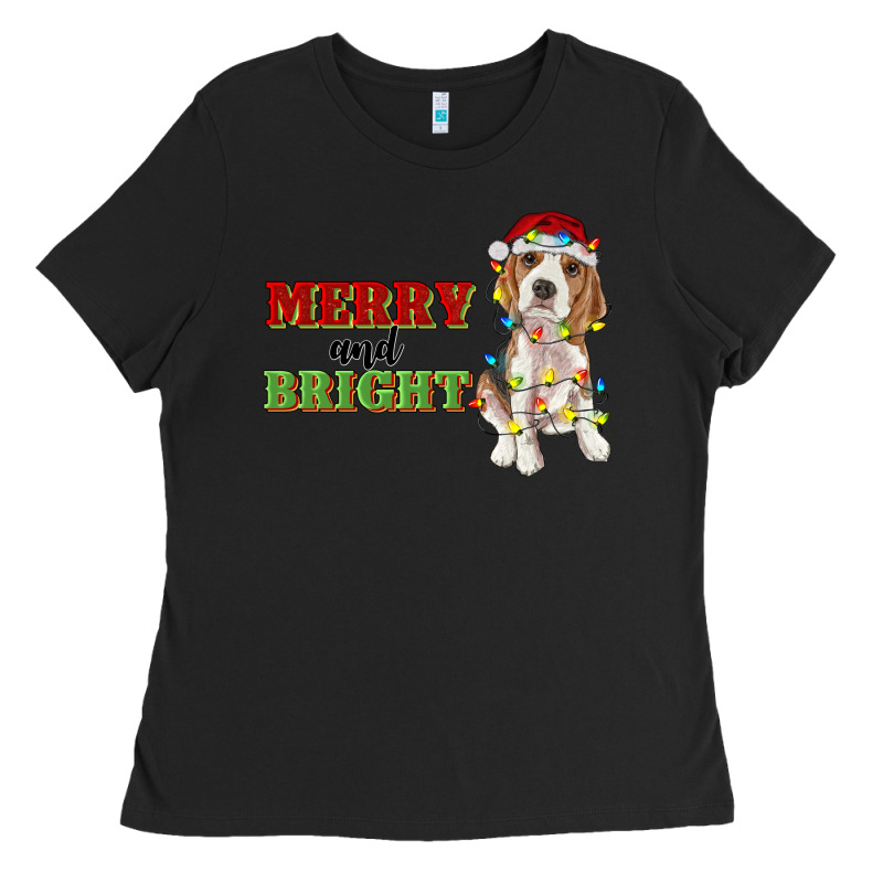 Merry And Bright Beagle Ladies Tee by RanaPortraitStore | Teevron