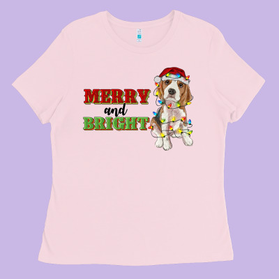 Merry And Bright Beagle Ladies Tee Designed By Ranaportraitstore