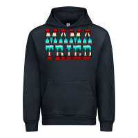 Navy Mama Tried Serape Urban Hoodie - CowCowDesign