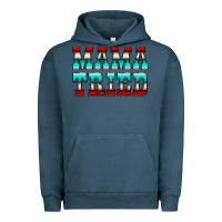 Pigment Midnight Navy Mama Tried Serape Urban Hoodie - CowCowDesign