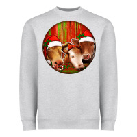 Heather Grey Christmas Cow, Heavyweight Sweatshirt - Jasminsmagicworld