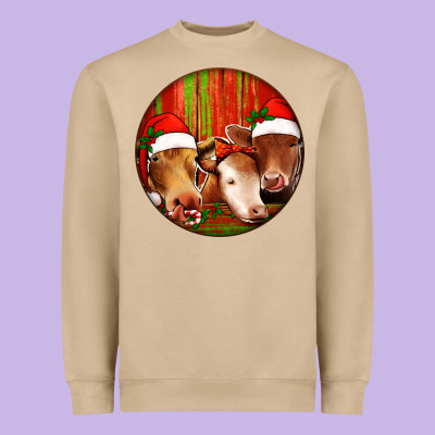 Christmas Cow, Heavyweight Sweatshirt Designed By Jasminsmagicworld