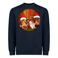 Navy Christmas Cow, Heavyweight Sweatshirt - Jasminsmagicworld