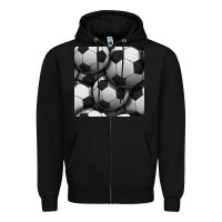 Black soccer seamless pattern Zipper Hoodie - BundleAndBundleShop