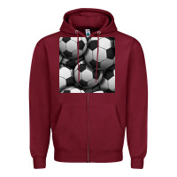 Burgundy soccer seamless pattern Zipper Hoodie - BundleAndBundleShop