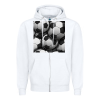 White soccer seamless pattern Zipper Hoodie - BundleAndBundleShop