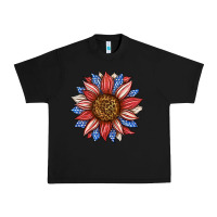 Black American Flag Sunflower Urban Heavy Tee - LillyAllenDesigns