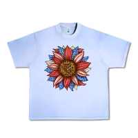Grape Ice American Flag Sunflower Urban Heavy Tee - LillyAllenDesigns