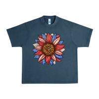 Midnight Navy American Flag Sunflower Urban Heavy Tee - LillyAllenDesigns