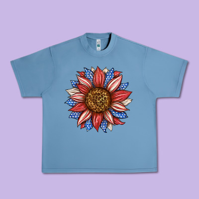American Flag Sunflower Urban Heavy Tee Designed By Lillyallendesigns