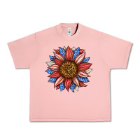 Salmon American Flag Sunflower Urban Heavy Tee - LillyAllenDesigns