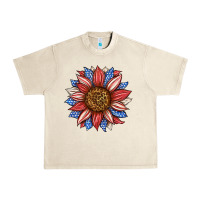 Sandshell American Flag Sunflower Urban Heavy Tee - LillyAllenDesigns