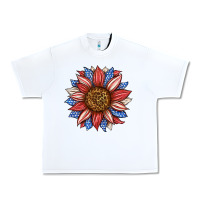 White American Flag Sunflower Urban Heavy Tee - LillyAllenDesigns