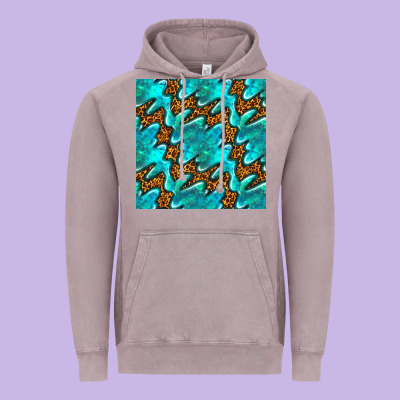 Turquoise Leopard Seamless Pattern Vintage Hoodie Designed By Bundleandbundleshop