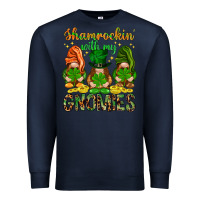 Navy shamrockin with my gnomies Premium Sweatshirt - NancyCooperArtShop