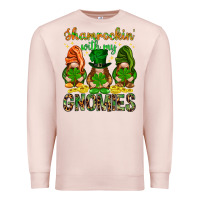 Pale Pink shamrockin with my gnomies Premium Sweatshirt - NancyCooperArtShop