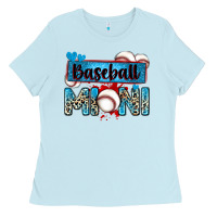 Baby Blue baseball mini with leopard Ladies Tee - Zillion Design Studio