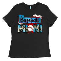 Black baseball mini with leopard Ladies Tee - Zillion Design Studio