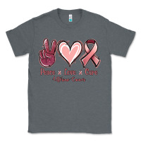 Charcoal Heather Peace Love Cure Uterine Cancer Classic Tee - Jasminsmagicworld