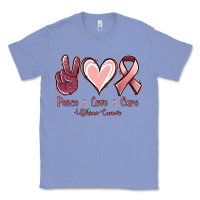 Colony Blue Peace Love Cure Uterine Cancer Classic Tee - Jasminsmagicworld