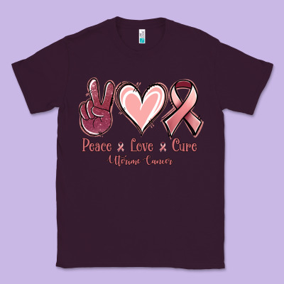 Peace Love Cure Uterine Cancer Classic Tee Designed By Jasminsmagicworld