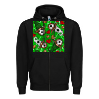 Black soccer gnomes and hearts seamless pattern Zipper Hoodie - BundleAndBundleShop