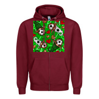 Burgundy soccer gnomes and hearts seamless pattern Zipper Hoodie - BundleAndBundleShop