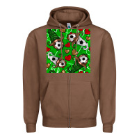 Chestnut soccer gnomes and hearts seamless pattern Zipper Hoodie - BundleAndBundleShop