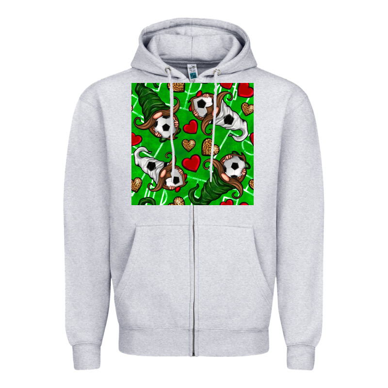 Soccer Gnomes And Hearts Seamless Pattern Zipper Hoodie by BundleAndBundleShop | Teevron