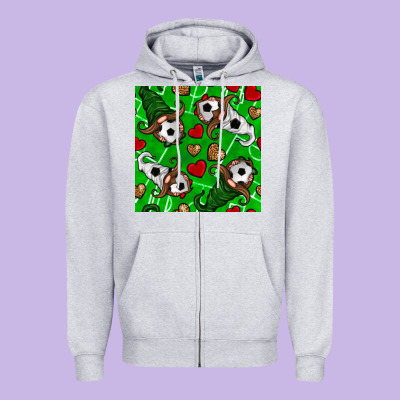 Soccer Gnomes And Hearts Seamless Pattern Zipper Hoodie Designed By Bundleandbundleshop