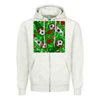 Oatmeal Heather soccer gnomes and hearts seamless pattern Zipper Hoodie - BundleAndBundleShop