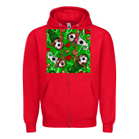 Red soccer gnomes and hearts seamless pattern Zipper Hoodie - BundleAndBundleShop