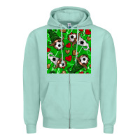 Seafoam soccer gnomes and hearts seamless pattern Zipper Hoodie - BundleAndBundleShop