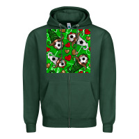 Sports Green soccer gnomes and hearts seamless pattern Zipper Hoodie - BundleAndBundleShop