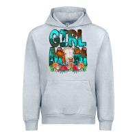 Heather Grey Girl Mom Cow Flowers Urban Hoodie - CowCowDesign